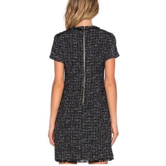 KATE SPADE Black Tweed Woodland Dress w Lamb Leather Trim - Picture 2 of 11